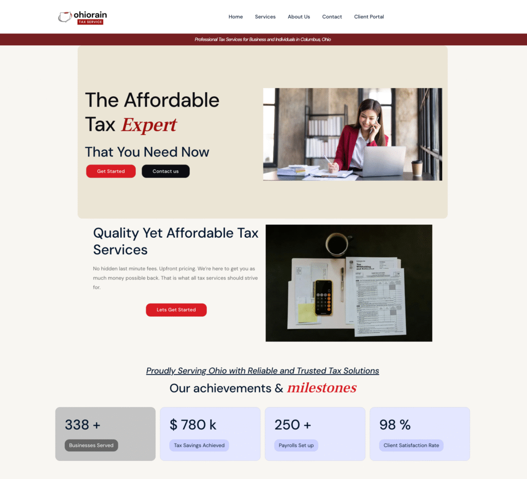 Tax services website created for Ohio Rain Tax